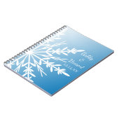 White Snowflake on Blue Winter Wedding Notitieboek (Linkerzijde)