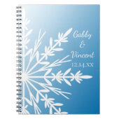 White Snowflake on Blue Winter Wedding Notitieboek (Voorkant)