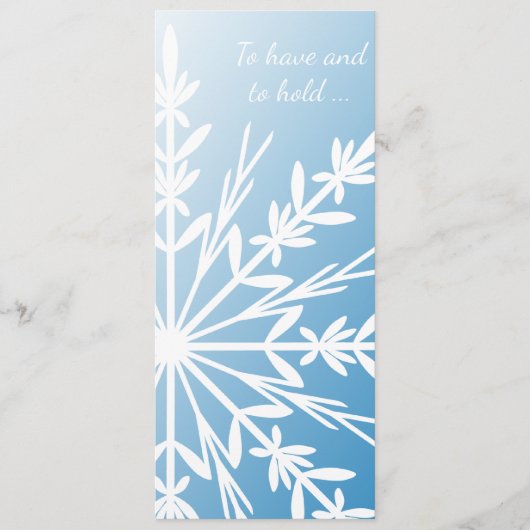 White Snowflake on Blue Winter Wedding Programme Programmakaart (Voorkant)