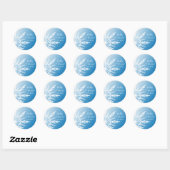 White Snowflake on Blue Winter Wedding Ronde Sticker (Vel)