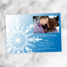 White Snowflake on Blue Winter Wedding