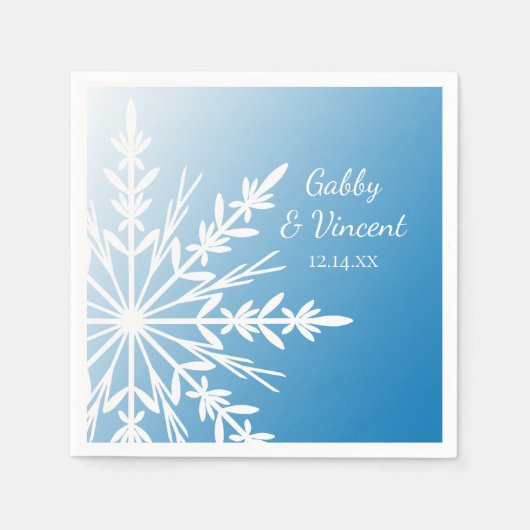 White Snowflake on Blue Winter Wedding Servetten (Voorkant)