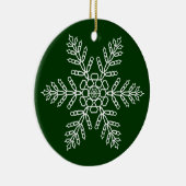 White Snowflake on Green Background Keramisch Ornament (Rechts)