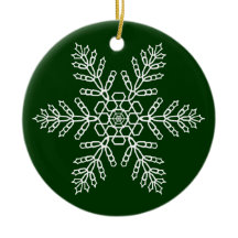 White Snowflake on Green Background
