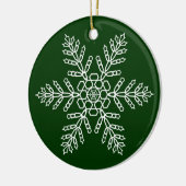 White Snowflake on Green Background Keramisch Ornament (Links)