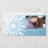 White Snowflake on Ice Blue Winter Wedding Save The Date (Voorkant)