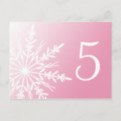 White Snowflake on Pink Winter Table Number Briefkaart (Voorkant)