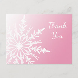 White Snowflake on Pink Winter Thank You Briefkaart