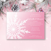 White Snowflake on Pink Winter Weddenschap Kaart