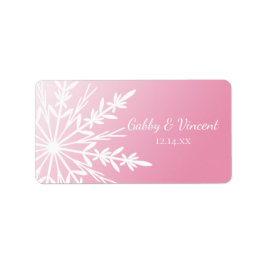 White Snowflake on Pink Winter Wedding Favor Tags Etiket