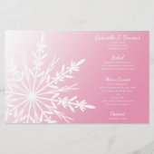 White Snowflake on Pink Winter Wedding Menu (Voorkant)