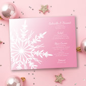 White Snowflake on Pink Winter Wedding Menu