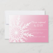White Snowflake on Pink Winter Wedding RSVP (Voorkant)