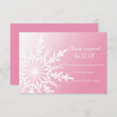 White Snowflake on Pink Winter Wedding RSVP (Voorkant / Achterkant)