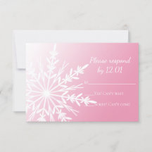 White Snowflake on Pink Winter Wedding RSVP