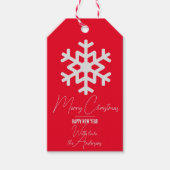 White Snowflake on Red Holiday Kerstmis nieuwjaar Cadeaulabel (Voorkant)