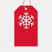 White Snowflake on Red Holiday Kerstmis nieuwjaar Cadeaulabel (Achterkant)