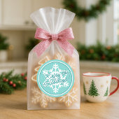 White Snowflake On Teal Aqua Turquoise Blue Green Ronde Sticker