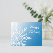 White Snowflake op Blue Business Prettige feestdag Feestdagenkaart (Staand voorkant)