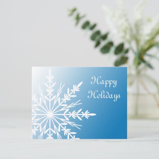 White Snowflake op Blue Business Prettige feestdag Feestdagenkaart (Staand voorkant)