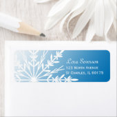 White Snowflake op Blue Return Address Etiket (Insitu)
