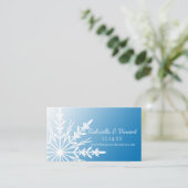 White Snowflake op Blue Wedding Website Informatiekaartje (Staand voorkant)