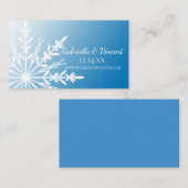White Snowflake op Blue Wedding Website Informatiekaartje (Voorkant / Achterkant)