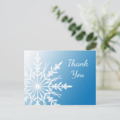White Snowflake op Blue Winter Dank je Briefkaart (Staand voorkant)