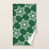 White Snowflake op Dark Green Bad Handdoek (Handdoek)