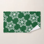 White Snowflake op Dark Green Bad Handdoek (Handdoek)