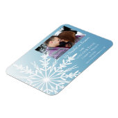 White Snowflake op Ice Blue Wedding Save the Date Magneet (Linkerzijde)