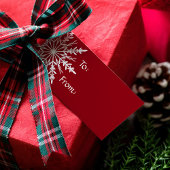 White Snowflake op Red Kerstfeestdag Cadeaulabel