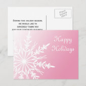 White Snowflake op roze Prettige feestdagen (Voorkant / Achterkant)