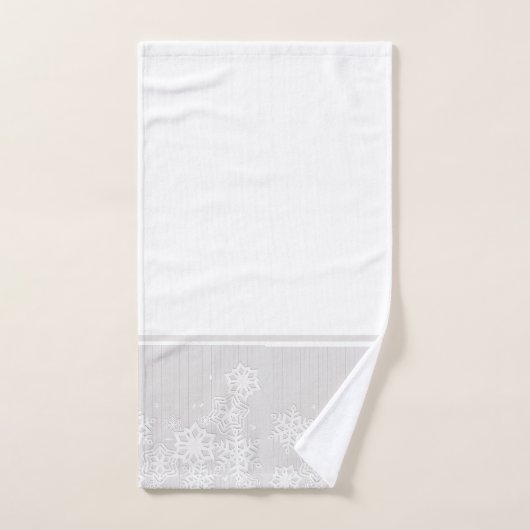 White Snowflake op Silver Winter Season Bad Handdoek (Handdoek)