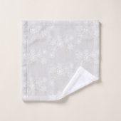 White Snowflake op Silver Winter Season Bad Handdoek (Wasdoekje)