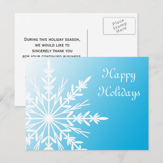White Snowflake over Blauwgroen Prettige feestdage Feestdagenkaart (Voorkant / Achterkant)