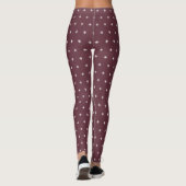 White Snowflake Pattern kerst Burgundy Leggings (Achterkant)