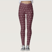 White Snowflake Pattern kerst Burgundy Leggings (Voorkant)