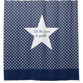 White Snowflake Pattern on a Midnight Blue Sky Douchegordijn