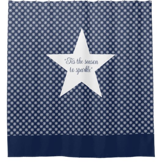 White Snowflake Pattern on a Midnight Blue Sky Douchegordijn (Voorkant)