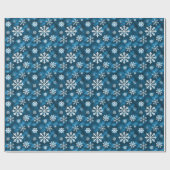 White Snowflake Pattern On Blue Background Winter Cadeaupapier (Vlak)