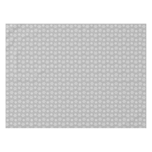 White Snowflake Pattern on Light Silver Grey Tafelkleed (Voorkant (Horizontaal))