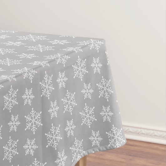 White Snowflake Pattern on Light Silver Grey Tafelkleed (Voorbeeld)