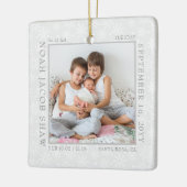 White Snowflake Photo Lijst and Baby Birth Stats Keramisch Ornament (Links)