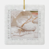 White Snowflake Photo Lijst and Baby Birth Stats Keramisch Ornament (Achterkant)