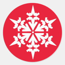 White Snowflake - Red Background