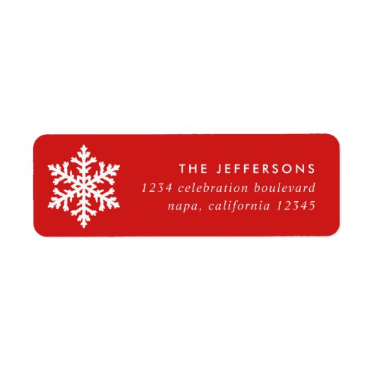 White Snowflake Return Address Label (Voorkant)