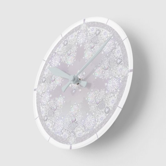 White Snowflake Ronde Klok (Hoek)