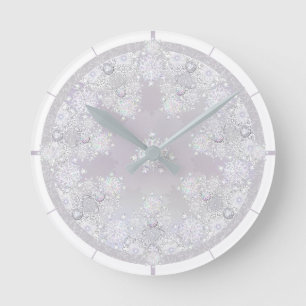 White Snowflake Ronde Klok