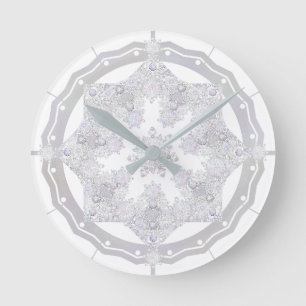 White Snowflake Ronde Klok